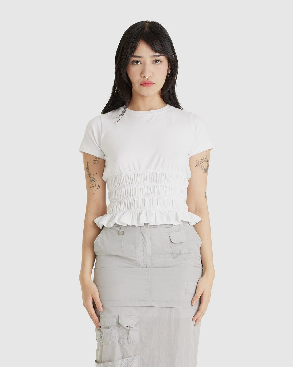 Smocked T-Shirt Off White