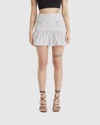 Shirring Mini Skirt Silver Grey