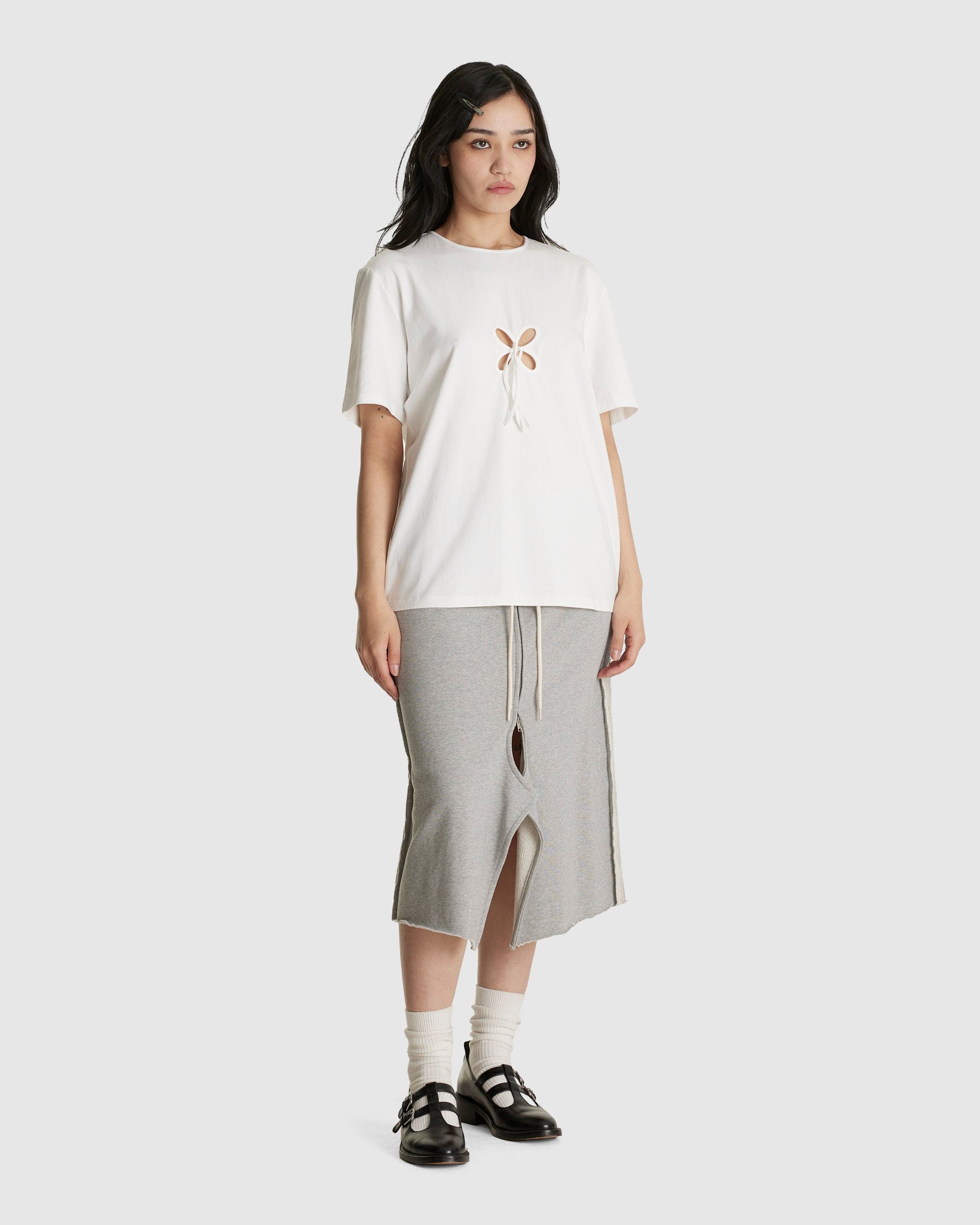 Raw Cut Detail Jersey Skirt