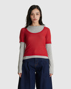 Layered Jersey Top Red