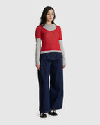 Layered Jersey Top Red