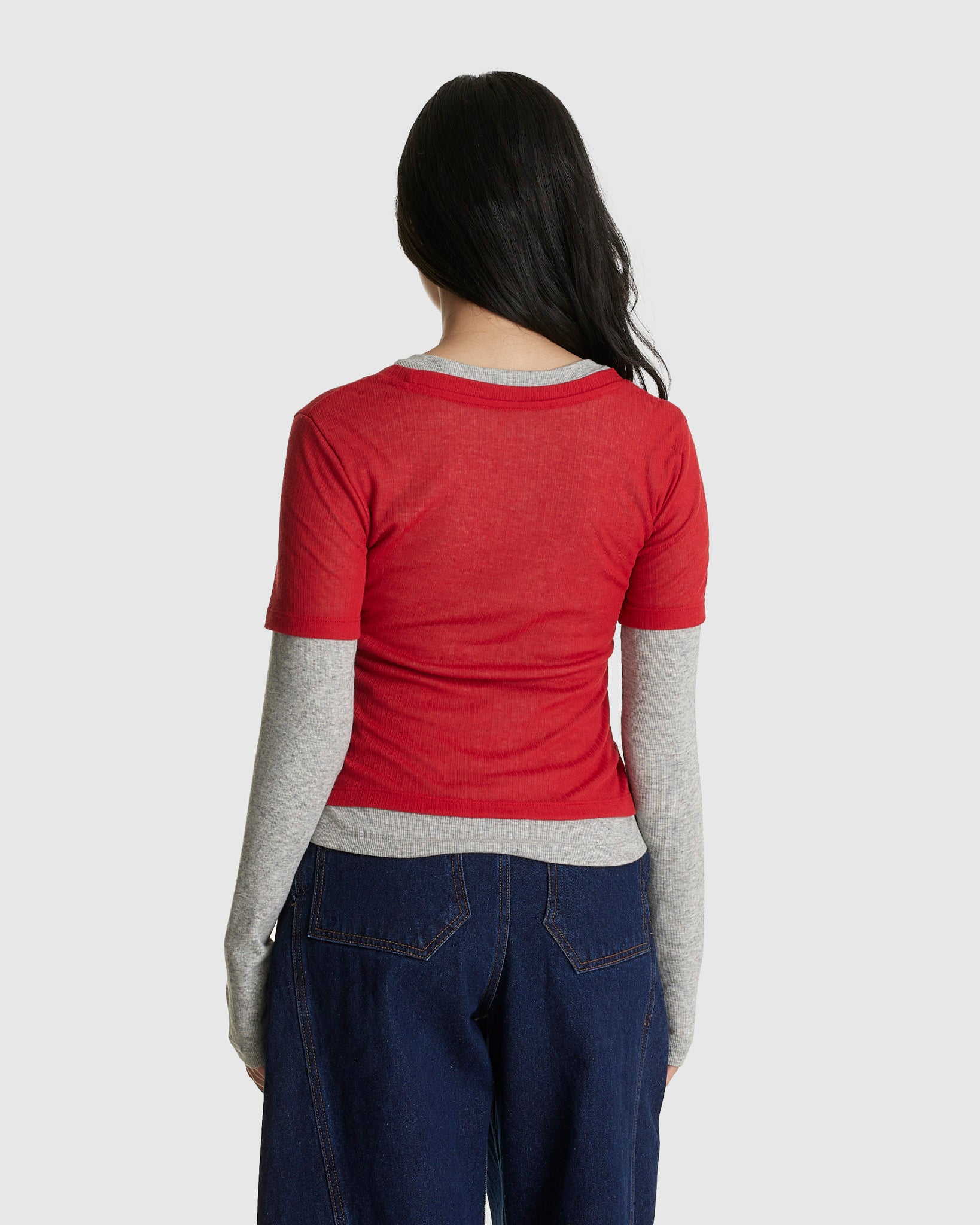 Layered Jersey Top Red