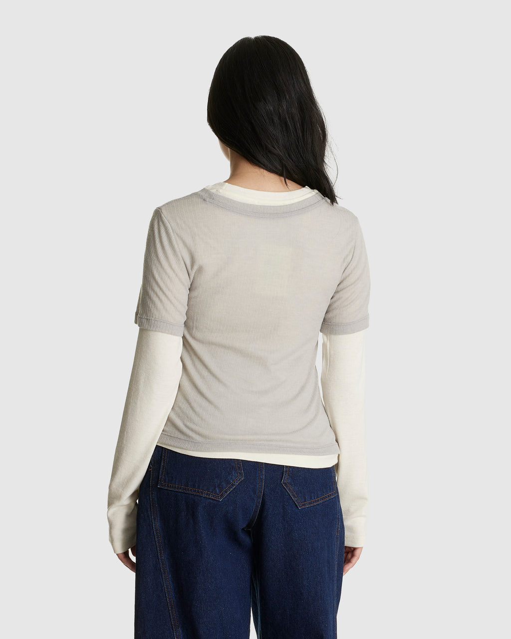 Layered Jersey Top Grey
