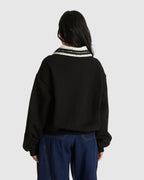 Crochet Collar Half Zip-up Pullover