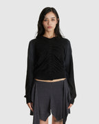 Spray Washed Shirring Cardigan