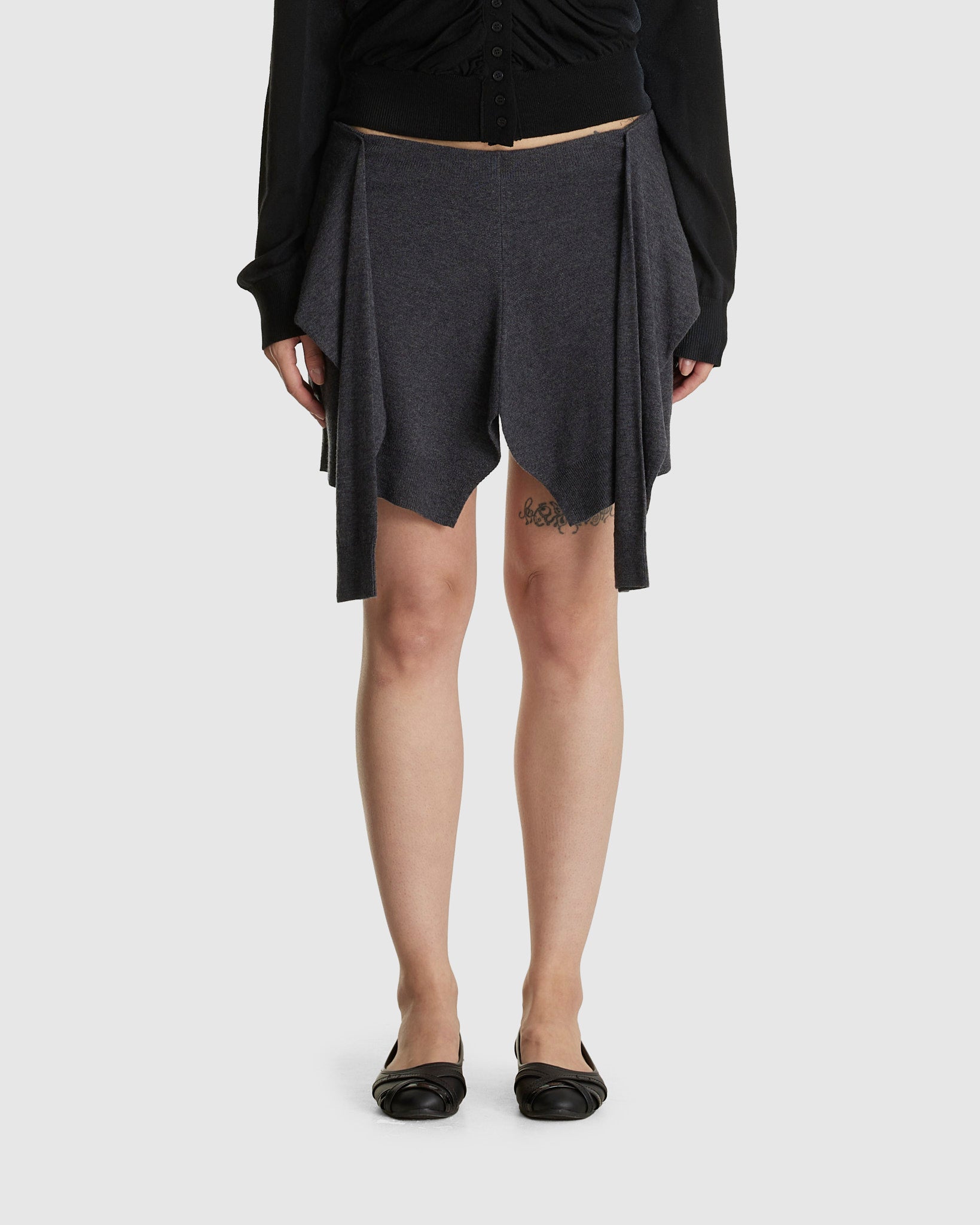 Tied Detail Layered Knit Skirt