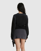 Spray Washed Shirring Cardigan