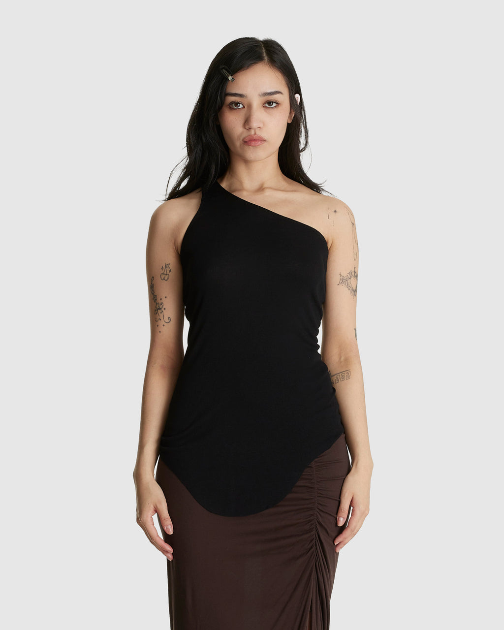 One Shoulder Tank Black