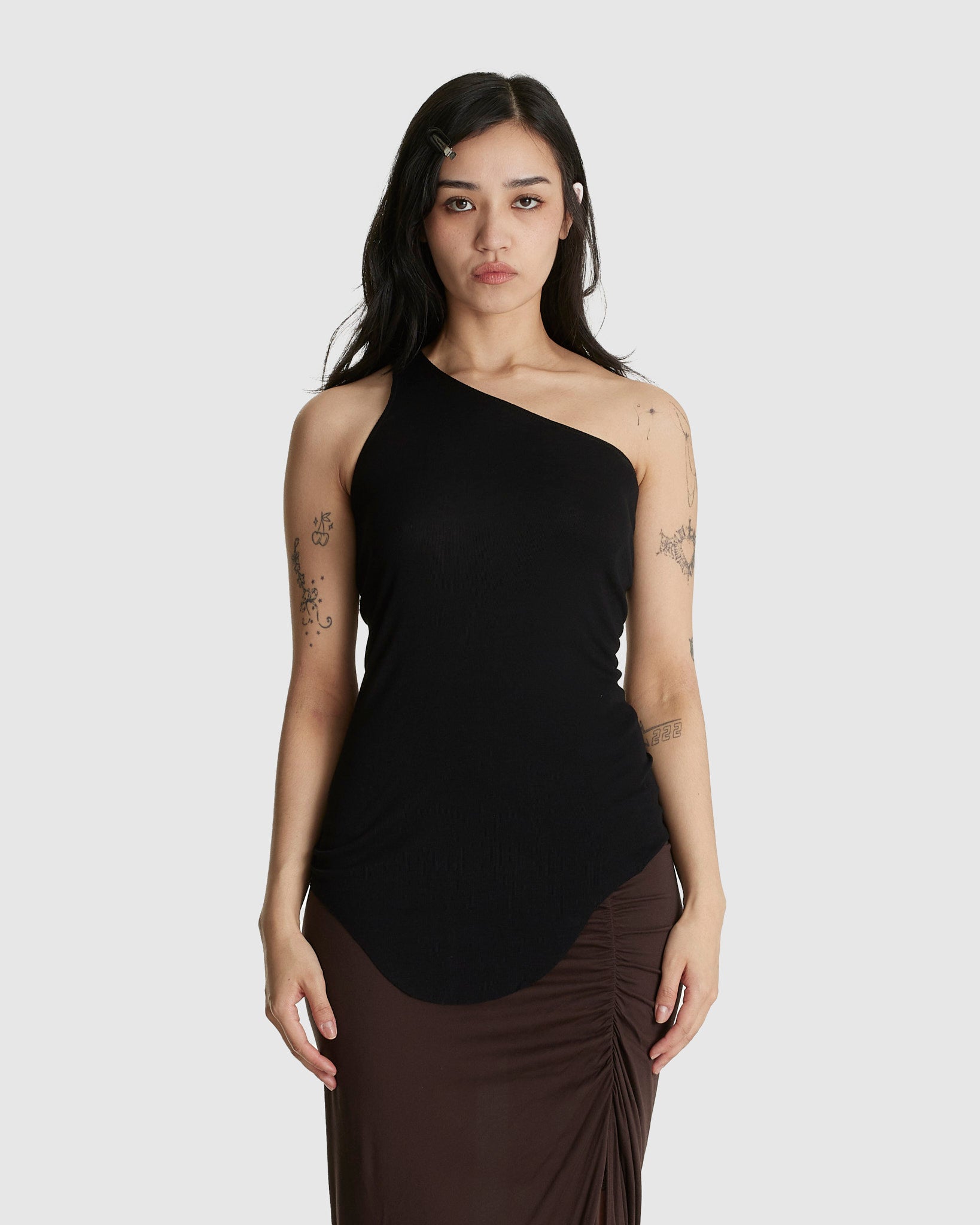 One Shoulder Tank Black