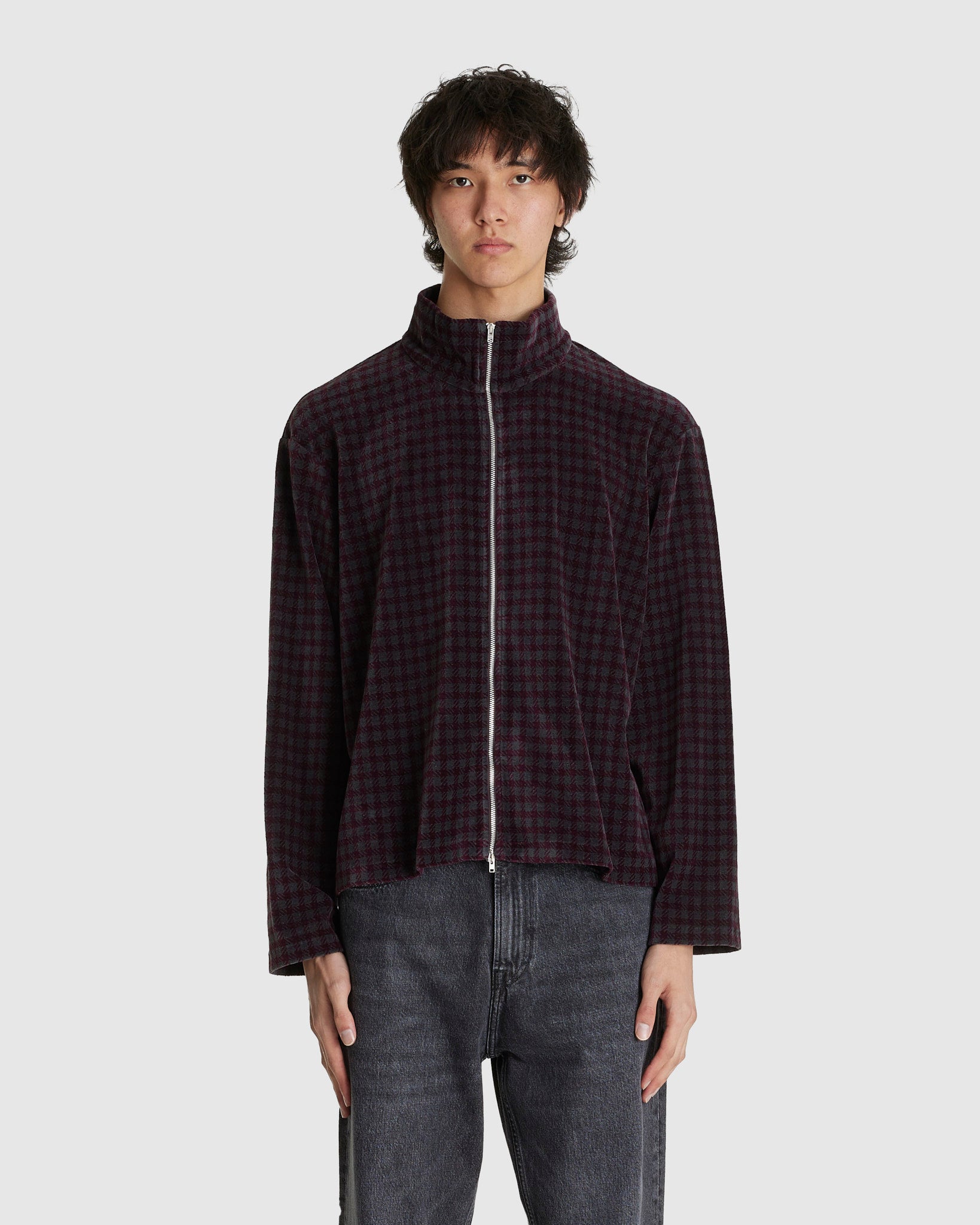 Shrunken Full Zip Merlot Houndini Check