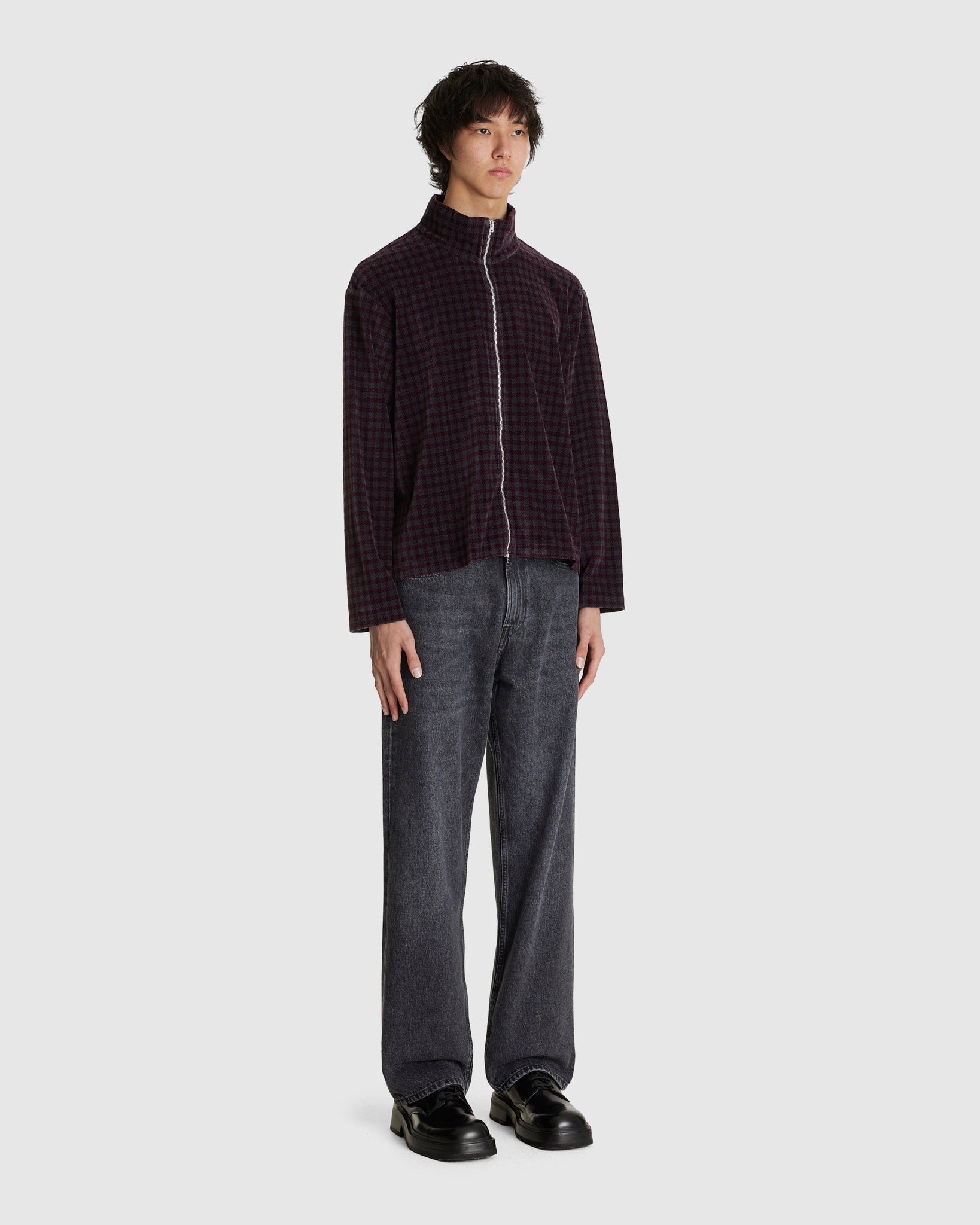 Shrunken Full Zip Merlot Houndini Check
