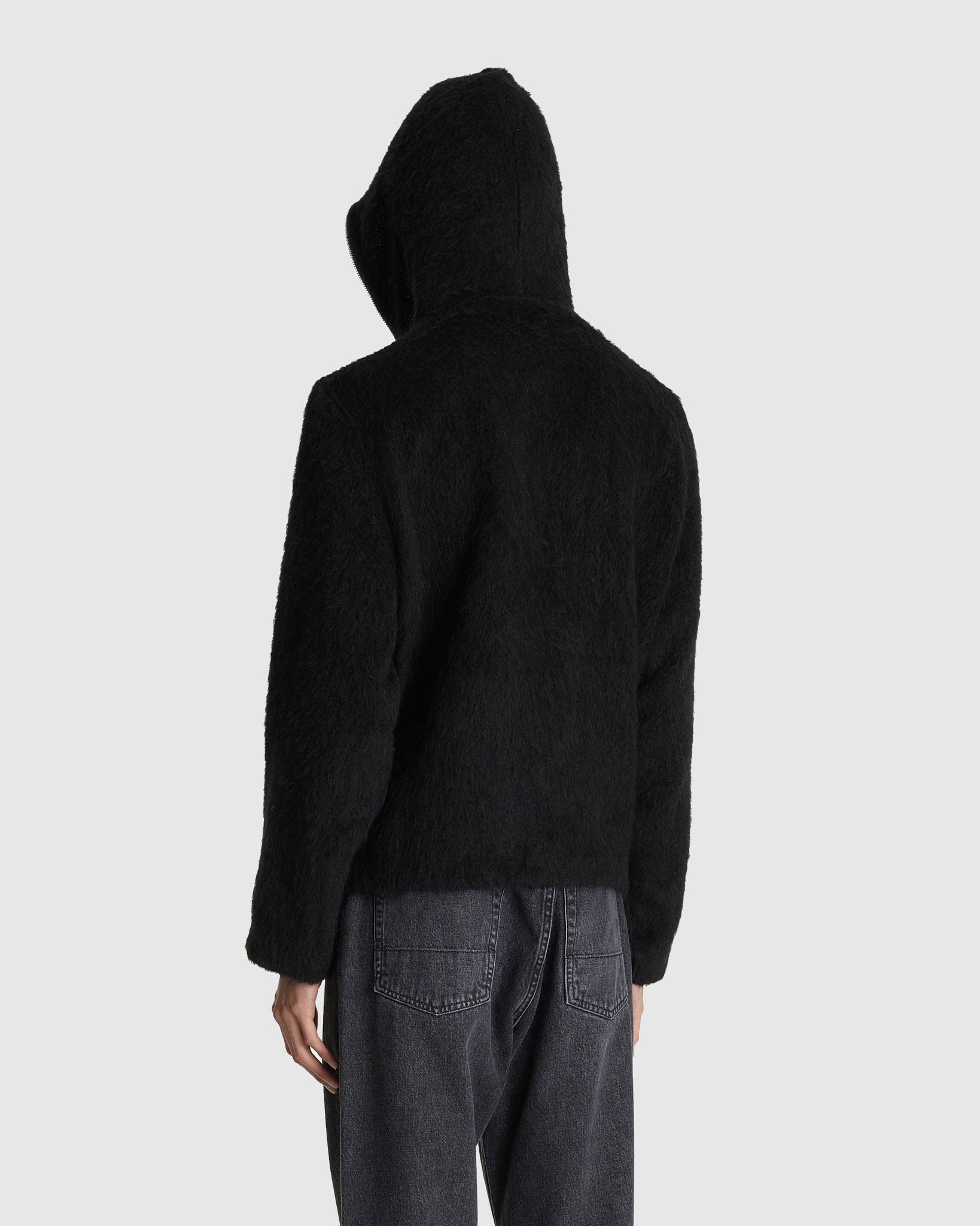 Full Zip Hood Black Hairy