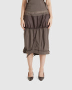 Draped Suit Skirt Brown Pinstripe