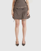 Draped Suit Skirt Brown Pinstripe