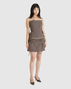 Draped Suit Skirt Brown Pinstripe