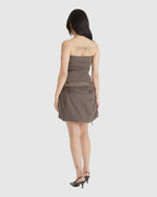 Draped Suit Skirt Brown Pinstripe