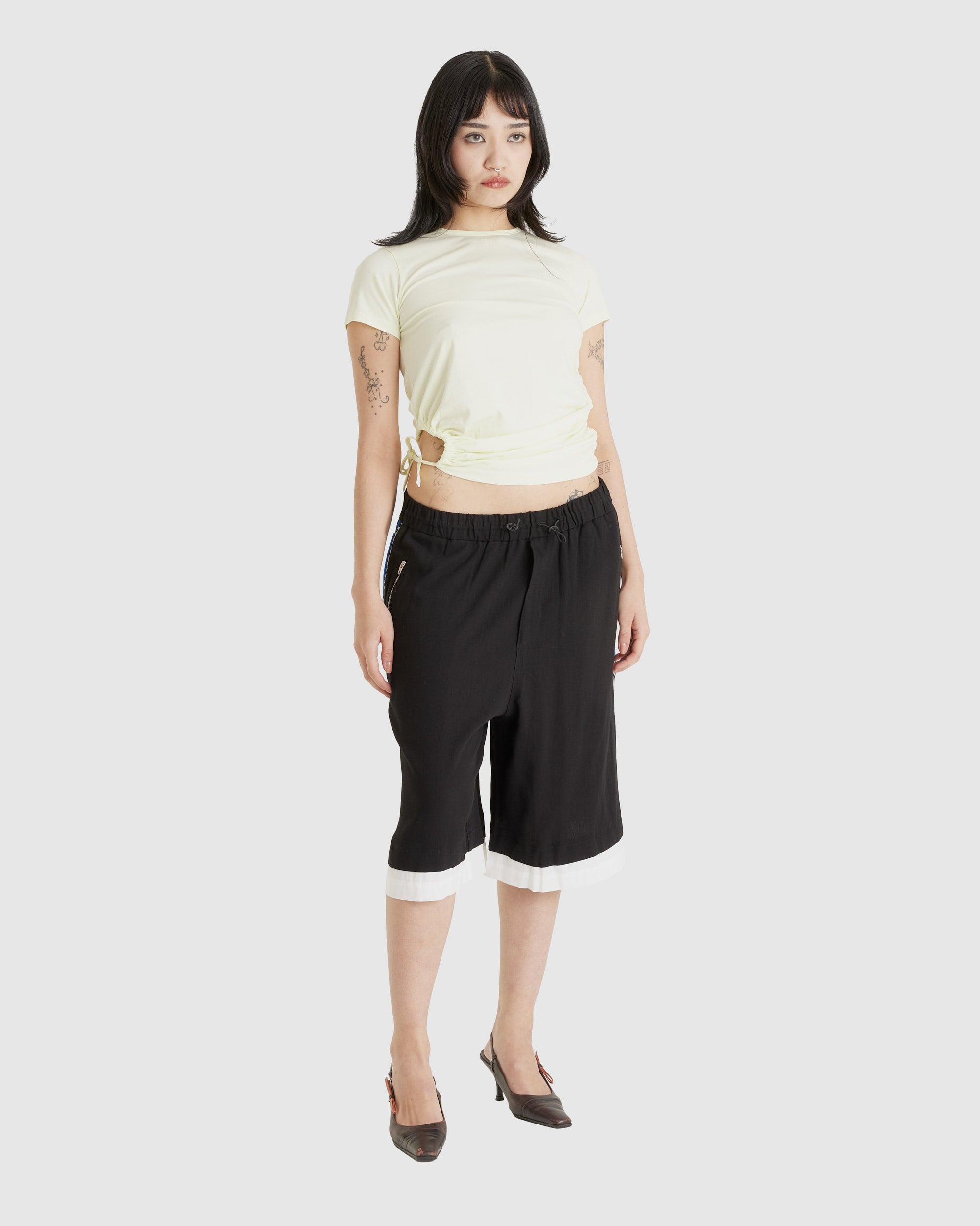 Cut-Out Shirring T-Shirt Lemon