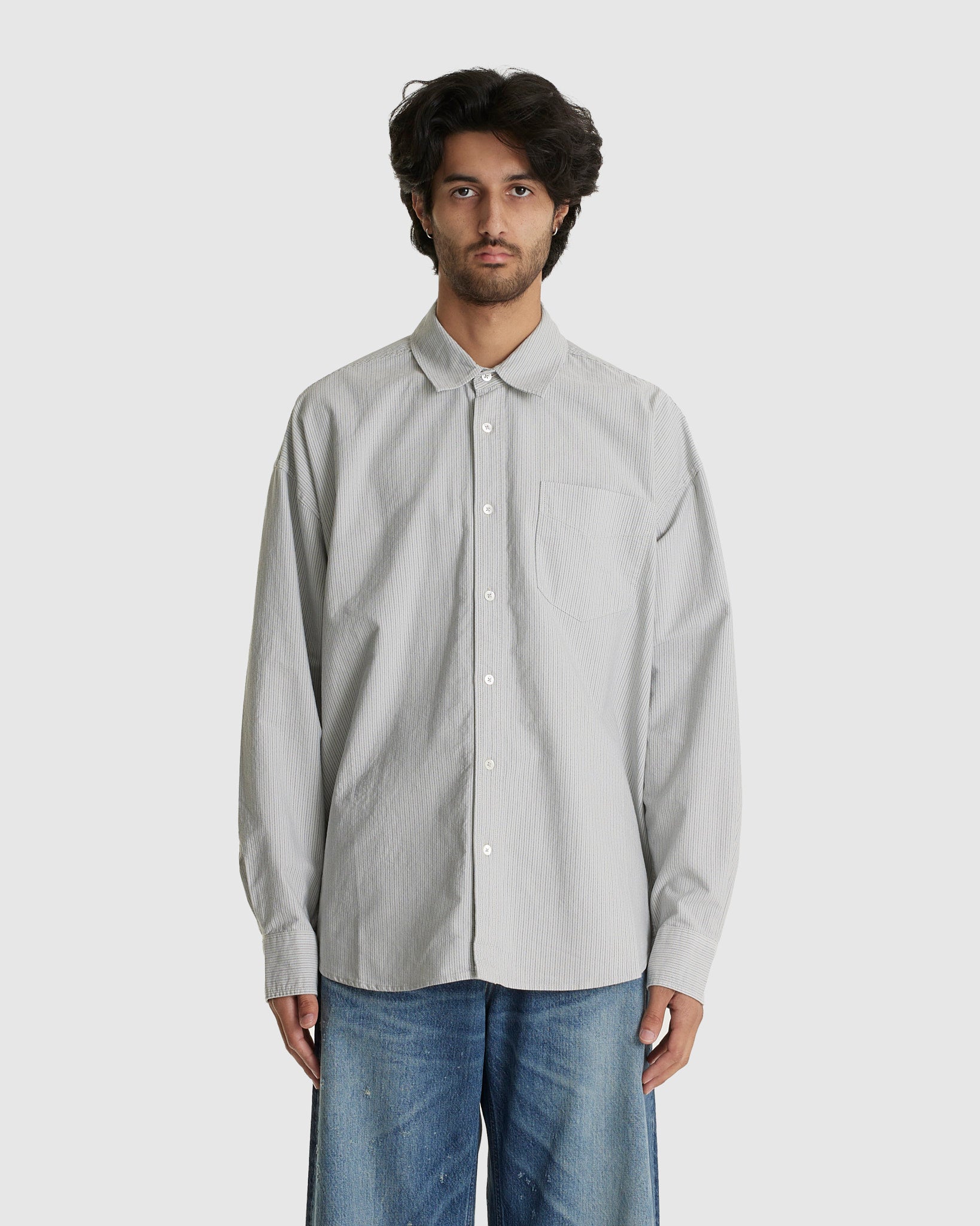 Room Shirt Cloud Grey Striped Oxford