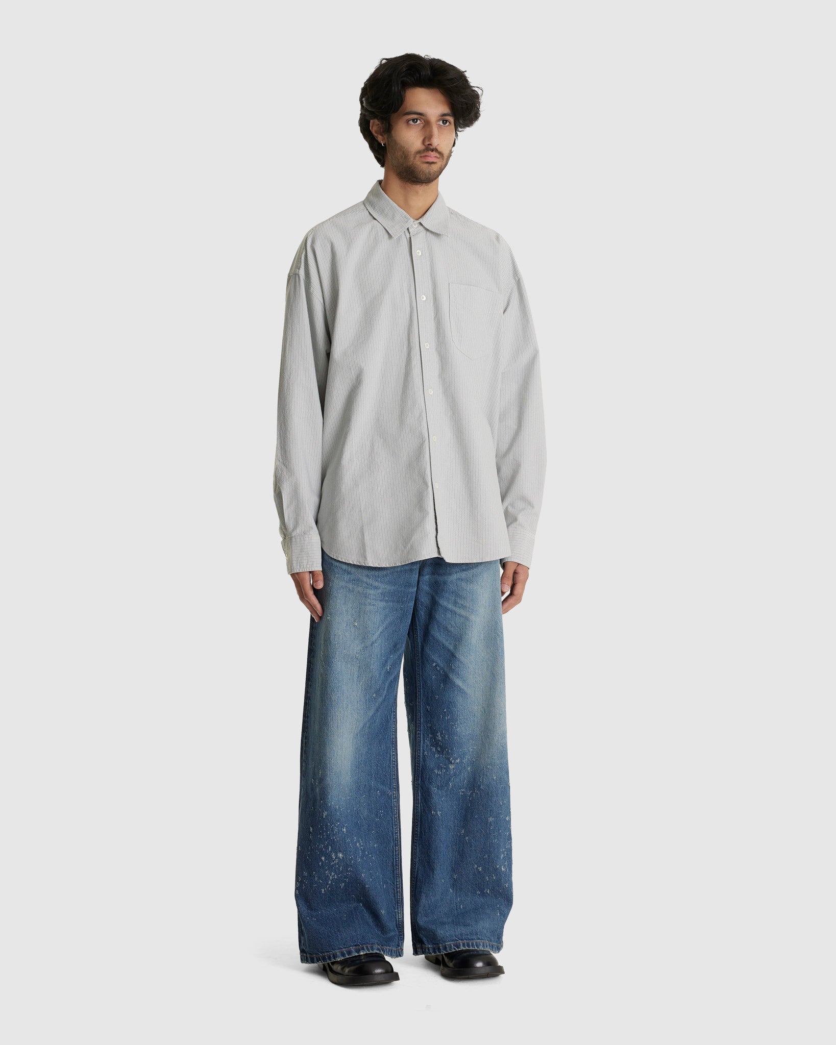 Room Shirt Cloud Grey Striped Oxford