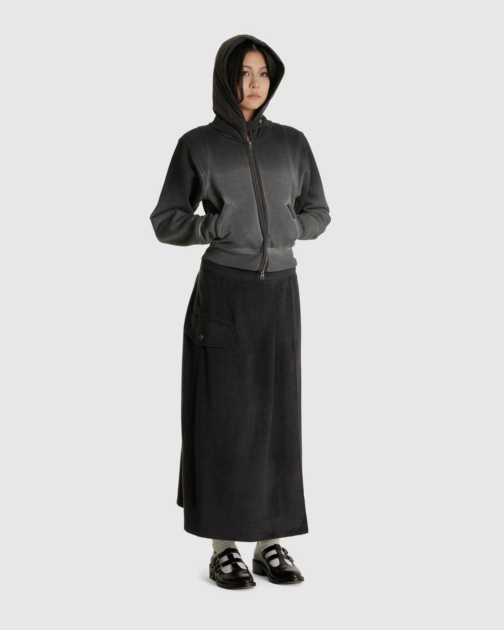 Cropped Zip Up Hoodie