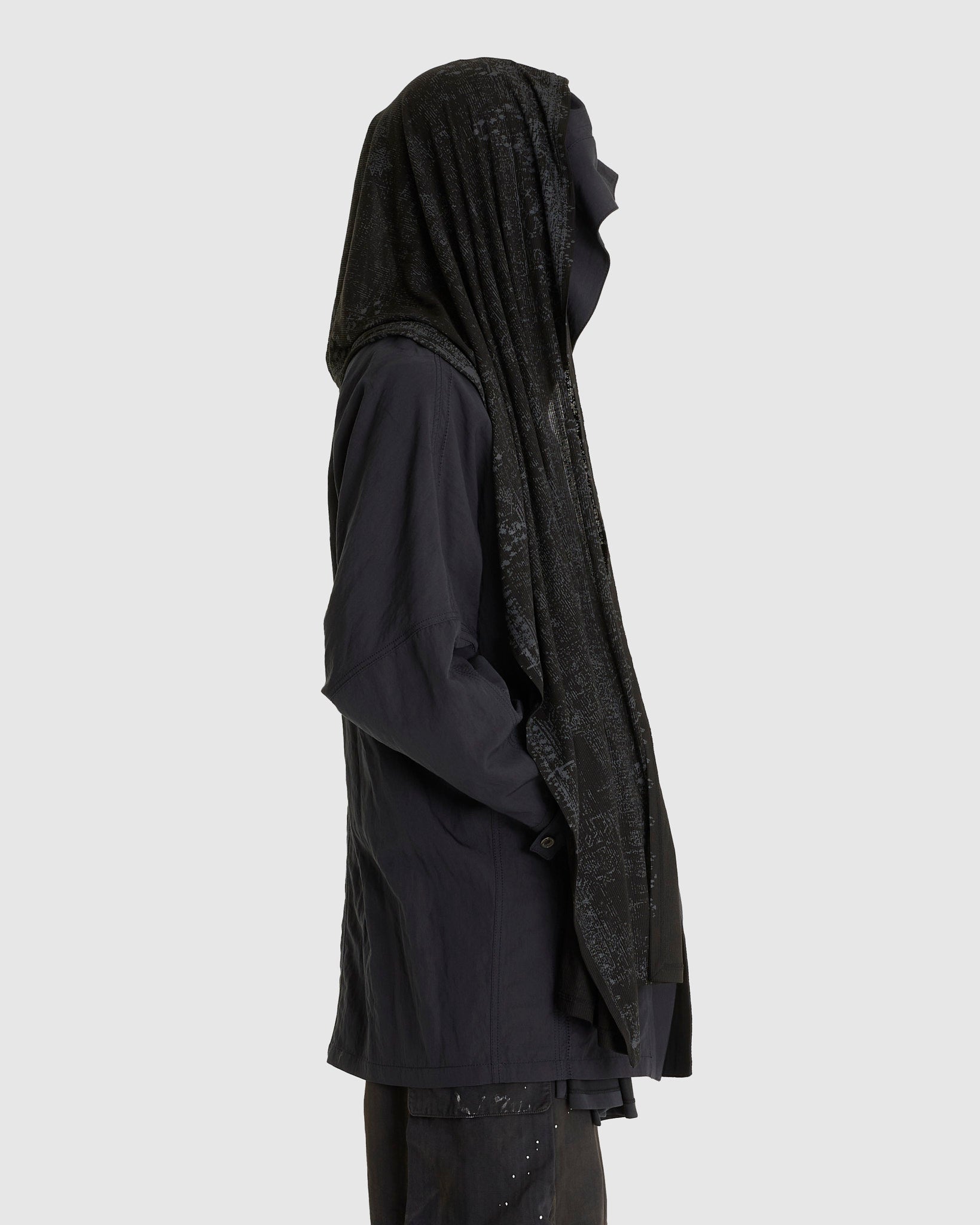 Hooded Coat w/ Graphic Muffler