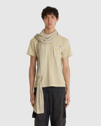Basic T-Shirt w/ Graphic Scarf Sand Beige