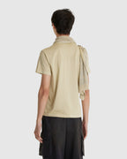 Basic T-Shirt w/ Graphic Scarf Sand Beige