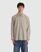 Linen Work Shirt Grey Stripe