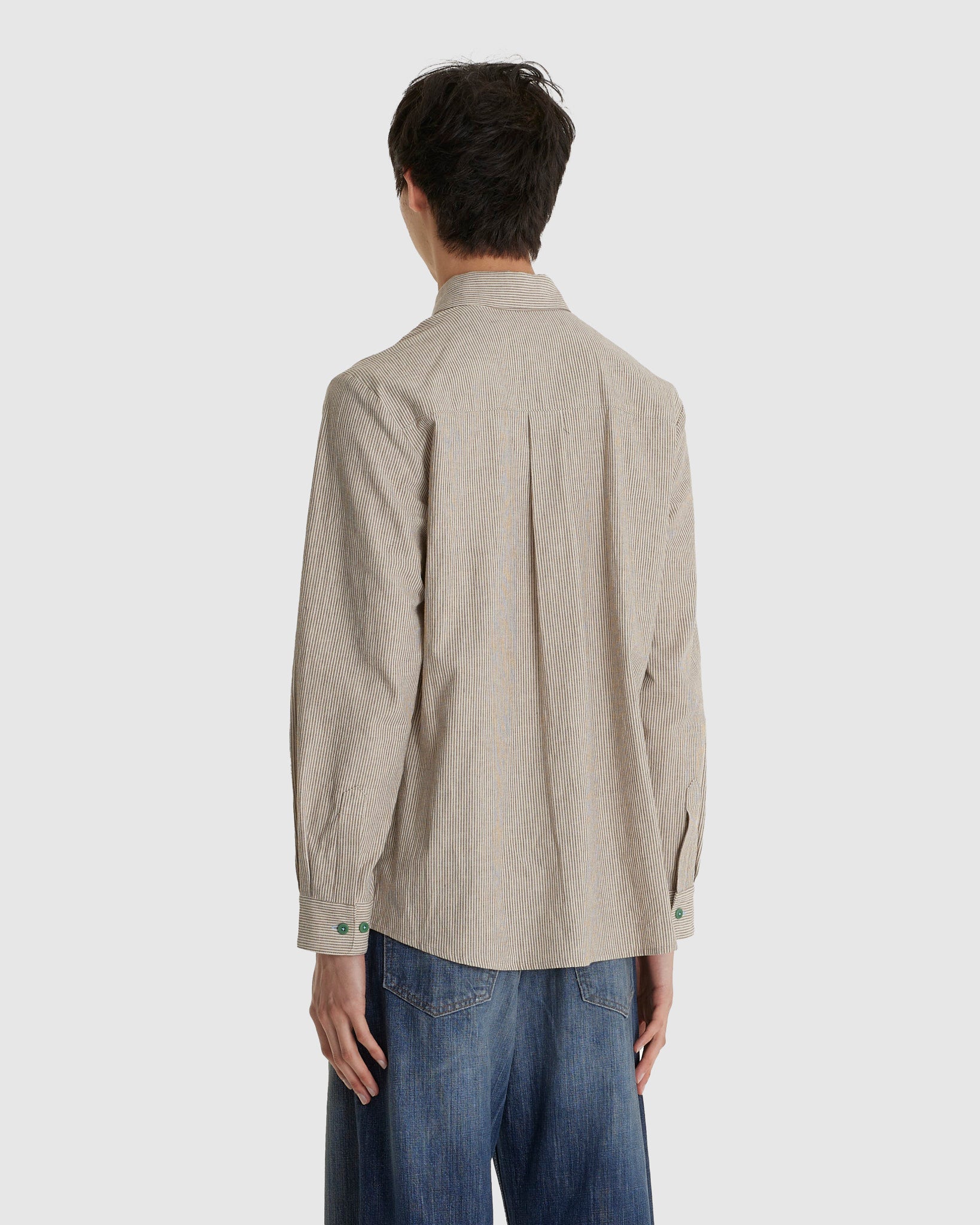 Linen Work Shirt Grey Stripe