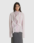 Unbalanced Ruffle Stripe Blouse