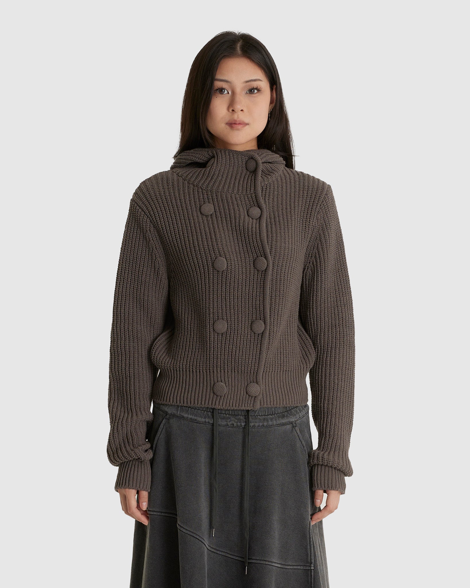 Hooded Button Cardigan