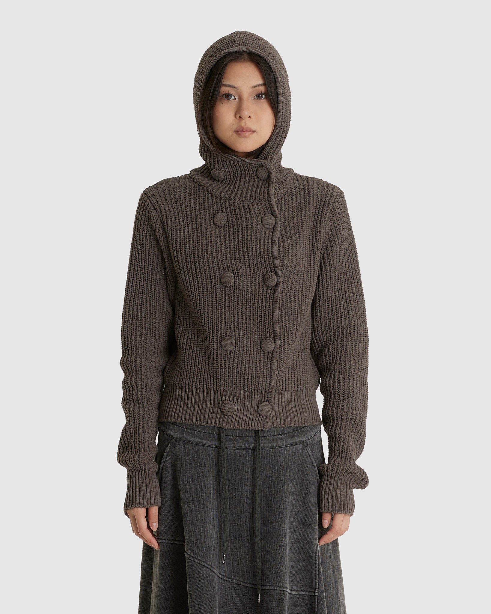 Hooded Button Cardigan