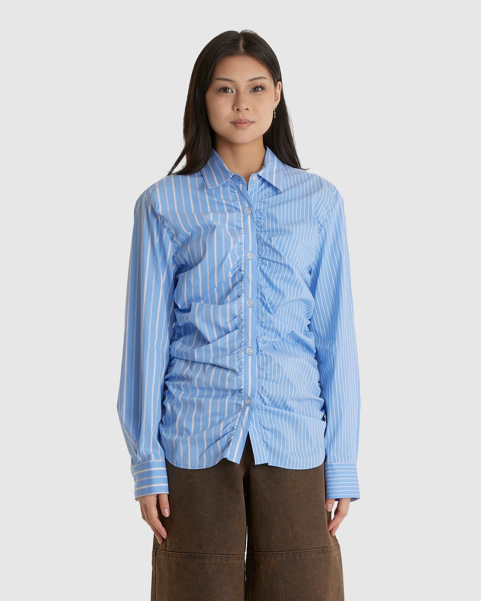 Stripe Shirring Shirt