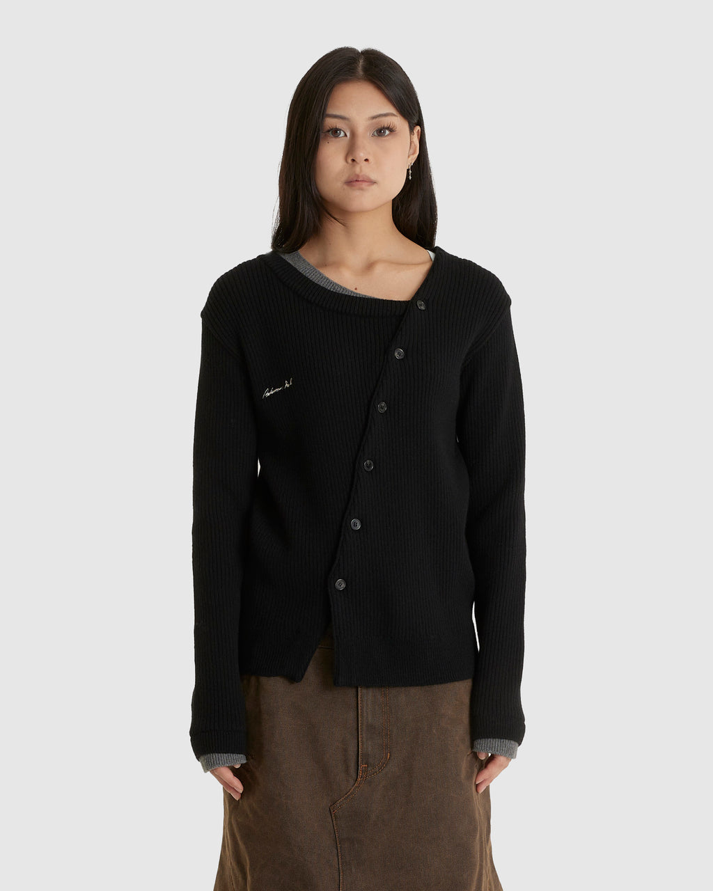 Button Slim Knit Cardigan