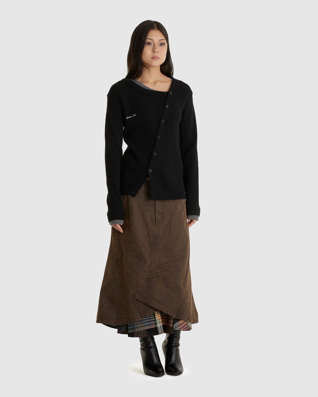 Button Slim Knit Cardigan