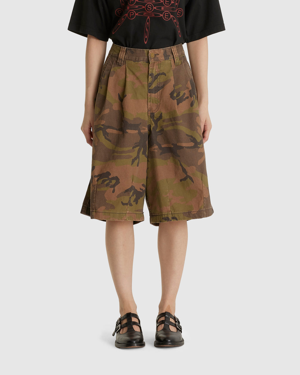 Pleated Balloon Shorts Washed Camo (W)