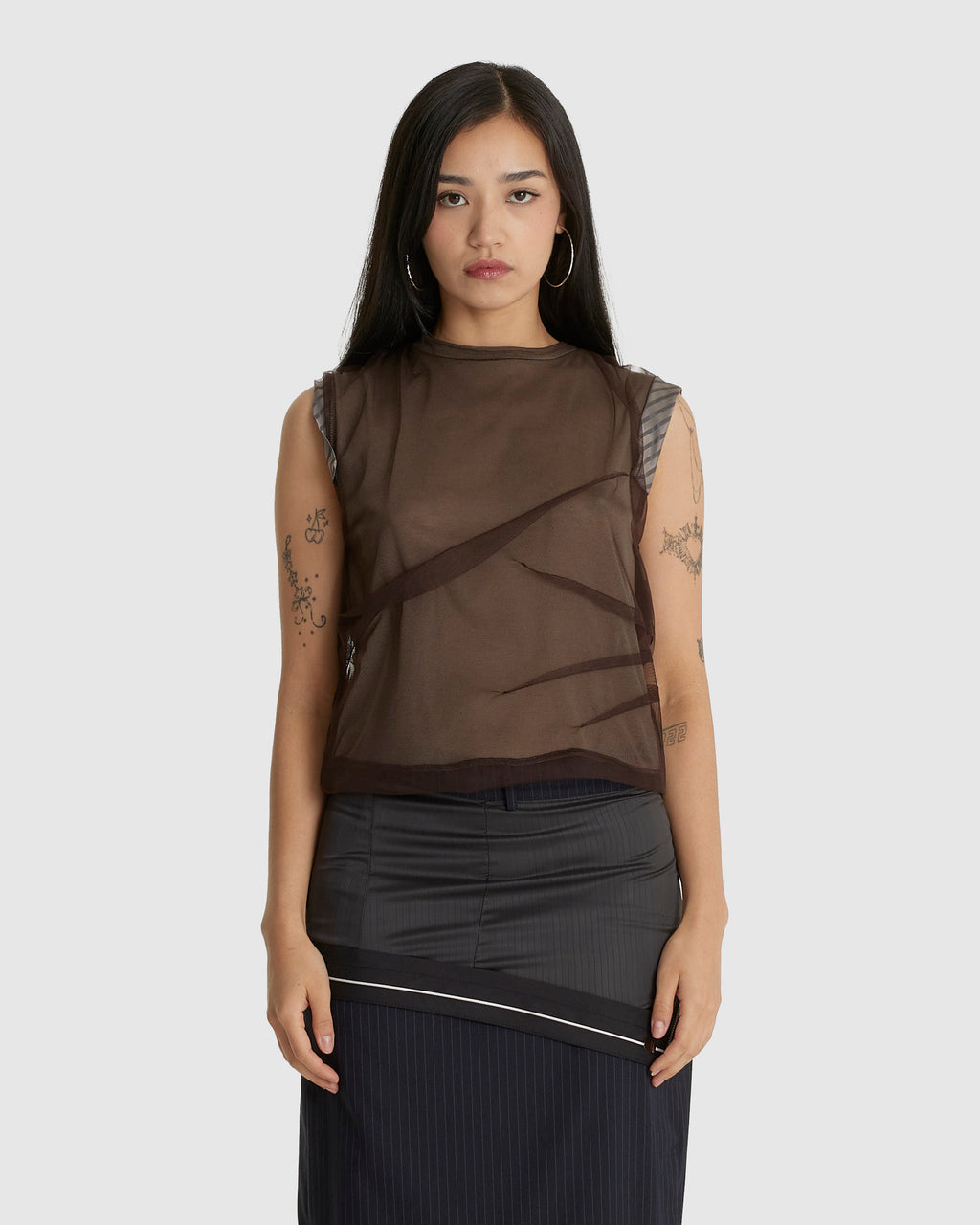 Layered Mesh Tuck & Dart Top