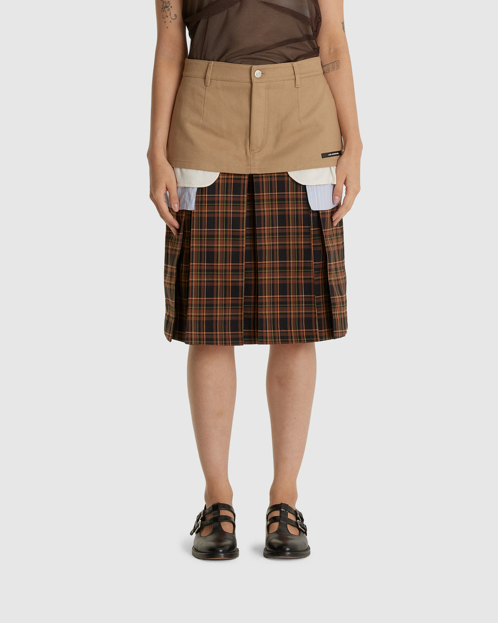 Double Layered Pleats Skirt