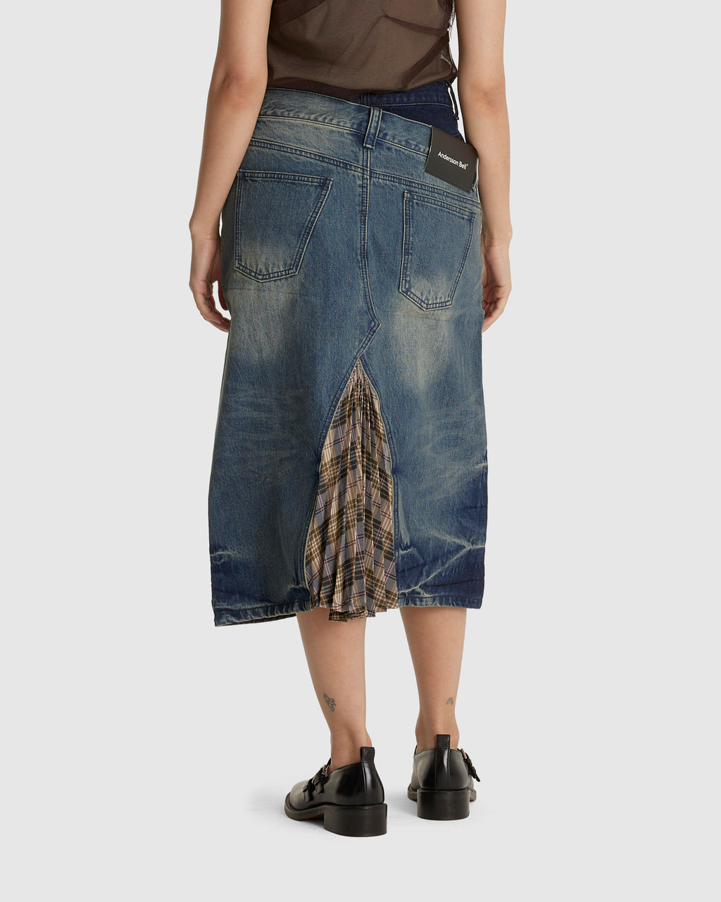 Pleats Combo Flipped Denim Skirt