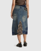 Pleats Combo Flipped Denim Skirt