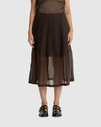 Pleated Midi Skirt Brown