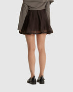 Pleated Mini Skirt Brown