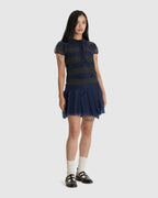 Organza Knit Striped Polo Dress