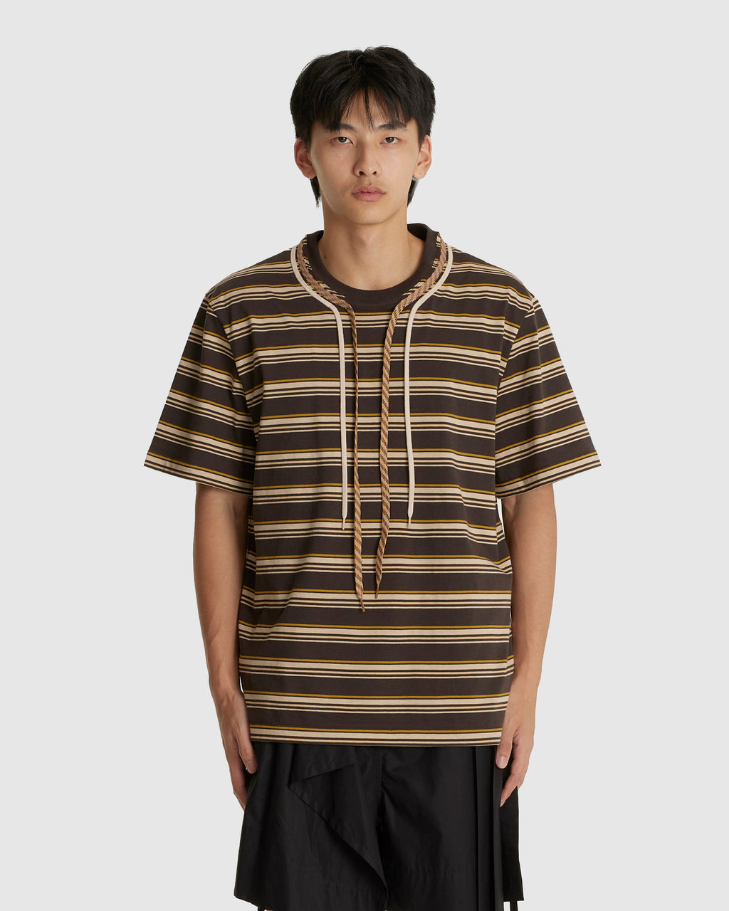 Trek-Lace T-Shirt Charcoal Stripe