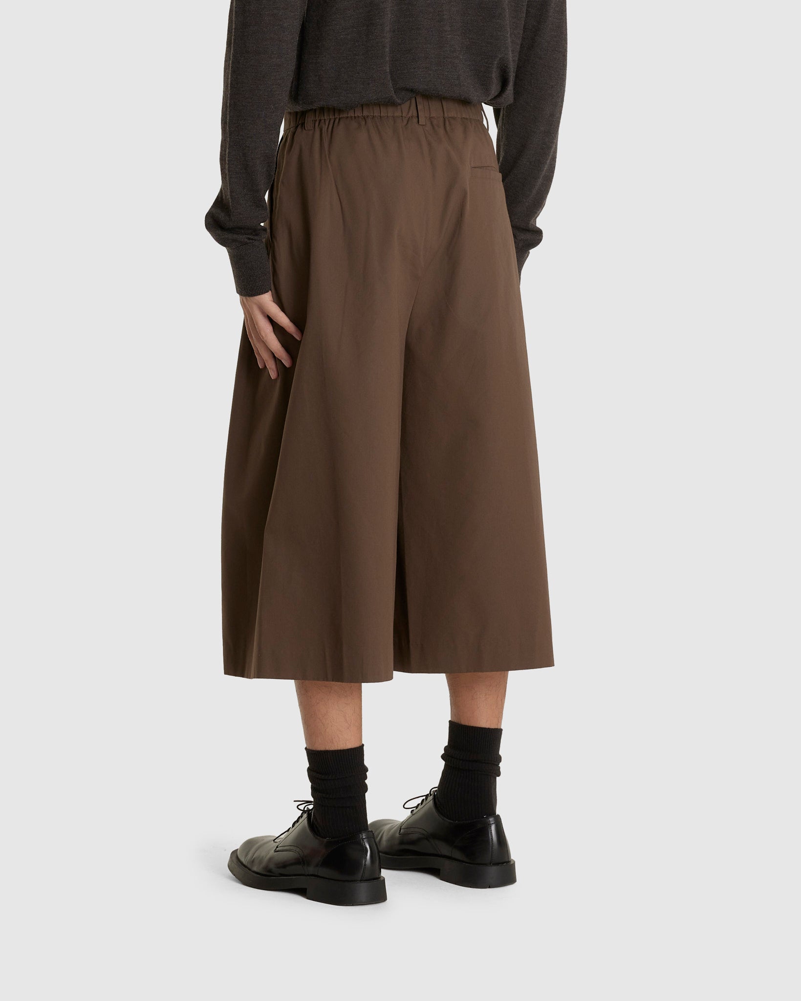 Wide Bermuda Pants Brown