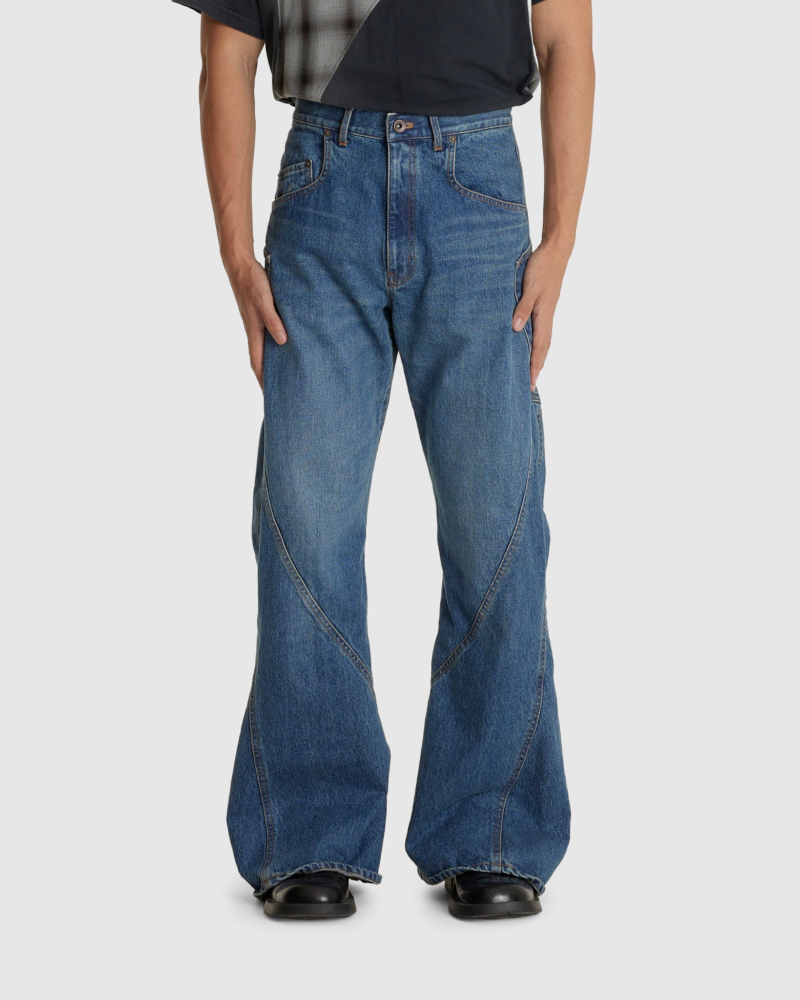 3D Cutting Denim Pants