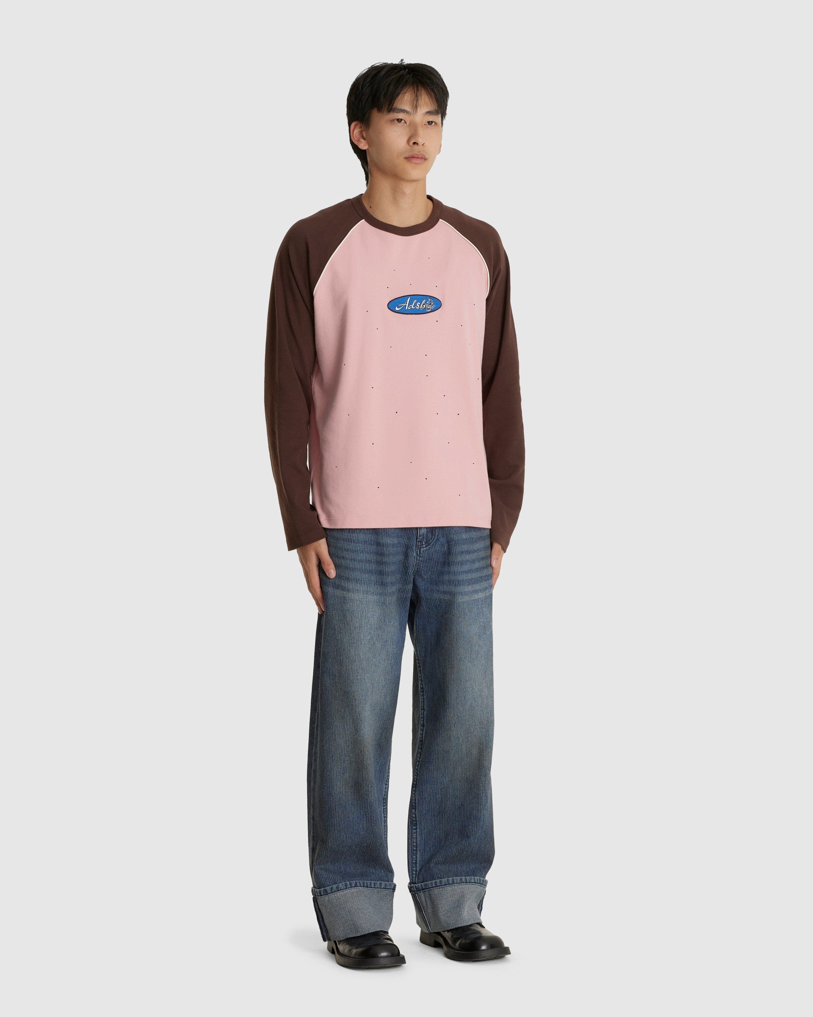 Oil Washed Rolled Up Jeans