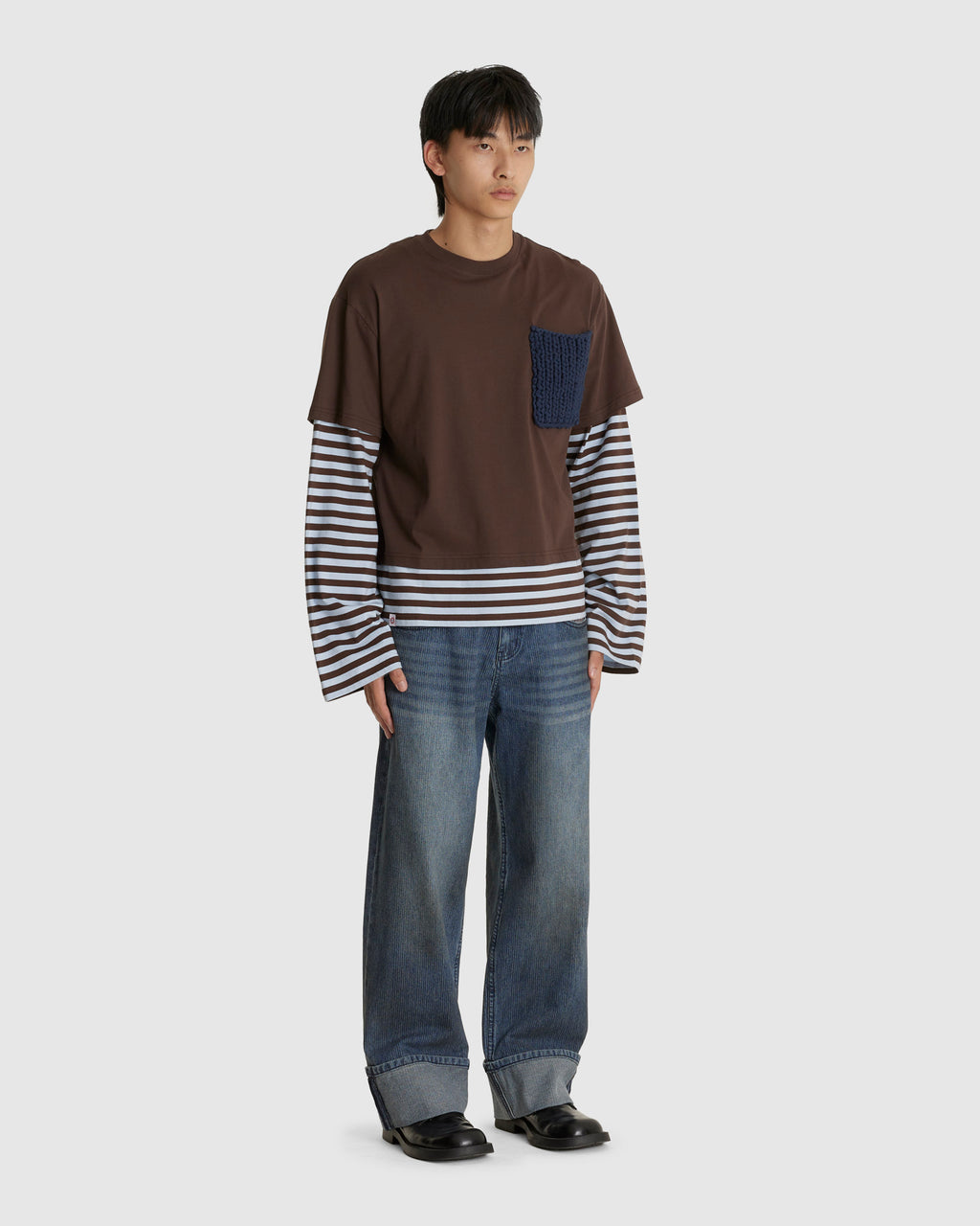 Long Sleeve 2- In - 1 Tee Knit Patch