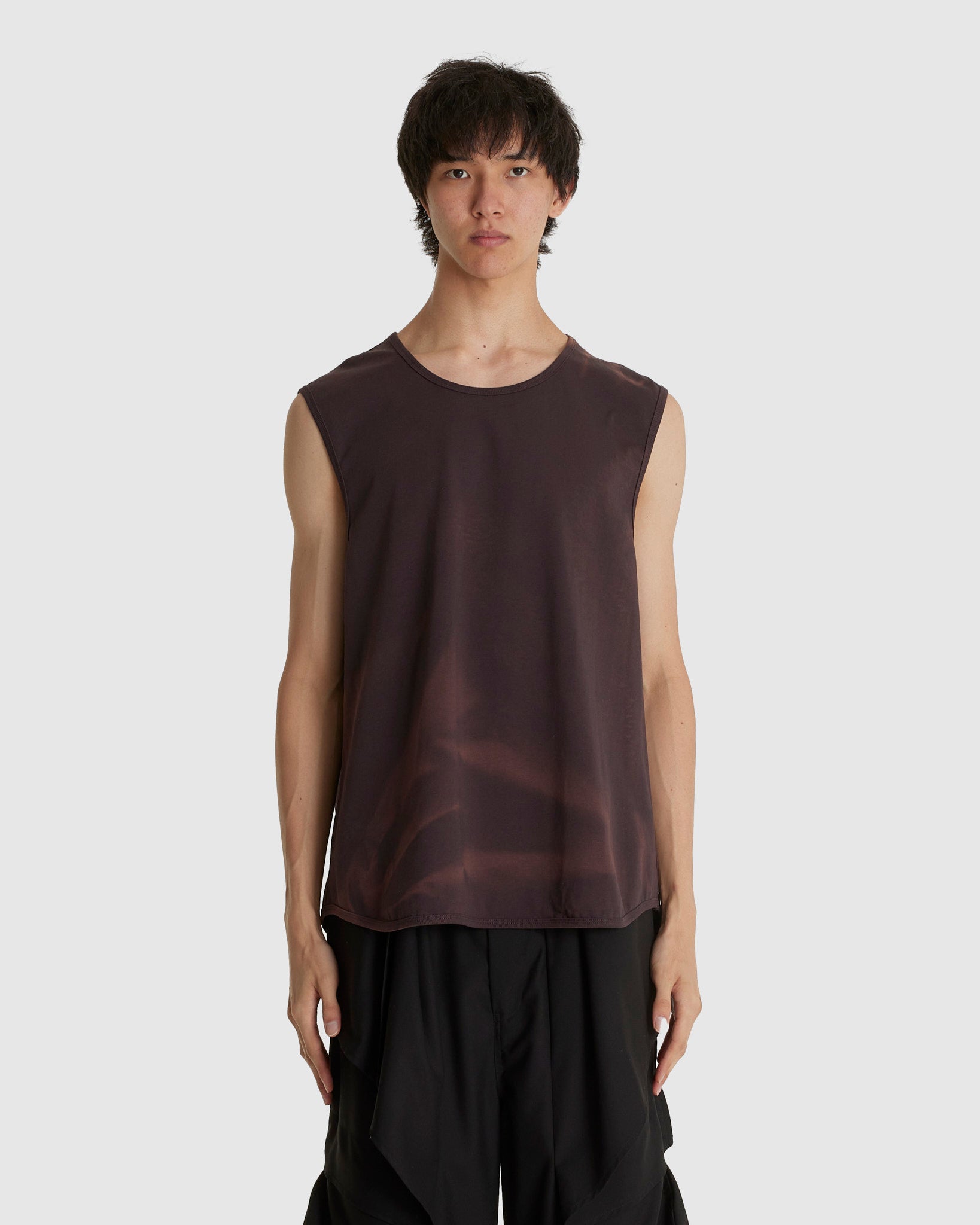 Sun-bleached Layered Net Hoodie Brown