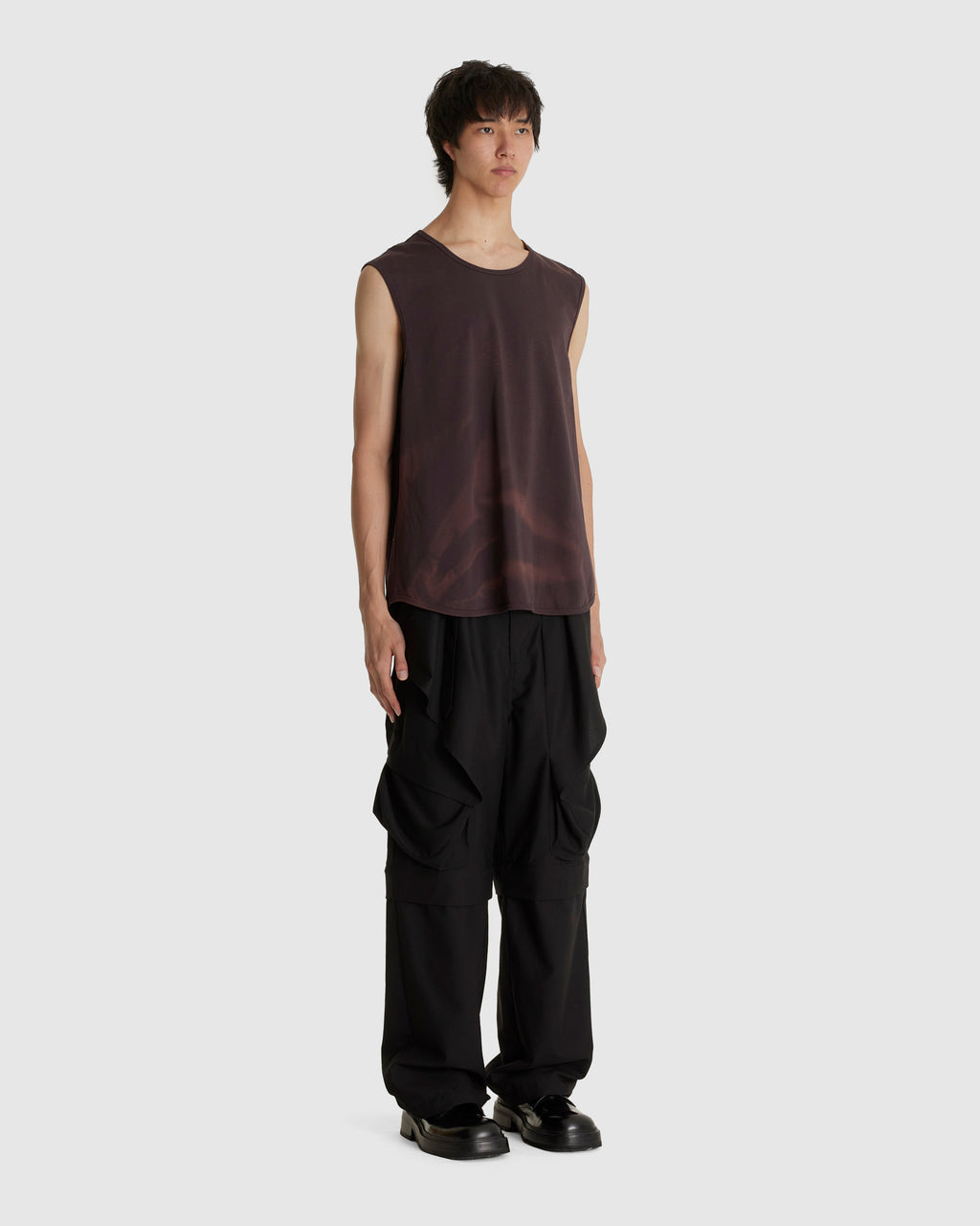 Sun-bleached Layered Net Hoodie Brown